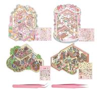 4pcs Sticker Scene, 25 * 20cm Sticker Room Scene Book, 3D Sticker Scene Book Fun DIY Stickers Scene Make Your Own Supermarket for Relief Stress