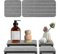 4PCS Stone Drying Tray for Bathroom Sink and Kitchen Counter, Fast Drying Diatomite Stone Sink Tray, Stone Soap Tray, Diatomaceous Coaster, Vanity Tray, Water Absorbing Stone Tray for Sink