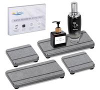 4PCS Stone Drying Trays for Bathroom Sink and Kitchen Counter - Water Absorbing Stone Tray with Diatomaceous Earth, Soap Dish and Coaster
