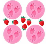 4Pcs Strawberry Silicone Molds 3D Chocolate Candy Mold Fruit Fondant Mold Cute Soap Polymer Clay Epoxy Resin Mold for Sugarcraft Cake Decorating