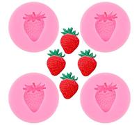 4Pcs Strawberry Silicone Molds Fruit Fondant Mold Cute Soap Epoxy Resin Mold Sugarcraft Candy Chocolate Molds for Sugarcraft Cake Decorating