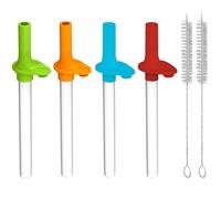4PCS Straws Replacement and Bite Valve Compatible with Zak Designs Kelso 15 oz Water Bottle Silicone Replacement Bite Valve Reusable Straw with Cleaning Brush