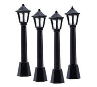 4pcs Street Post Lights Model Railway Train Lamp Post Lights Miniature Village Pathway Post For Accessories For Christmas Furniture Accessories For Card