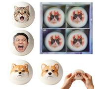 4pcs Stress Relief Balls, 6.5cm Customizable Picture Face Squishy Bun,Shapeable Sensory Fidget Squeeze Balls Shapeable Ball for Home, Office or Travel All Ages，with Gift Box