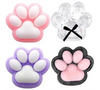 4PCS Stress Relief Toy for Taba Cat Paw, Taba Squishy for Cat Paw, Pinching Simulation Toy for Cat Paw Squishy Stress Relief Toy Anxiety Relief Sensory Toys (Black+Pink+Transparent+Purple)