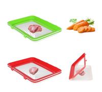 4Pcs Stretch Storage Fresh Trays - Stacked and Reusable Flat Food Storage Containers,Well Sealed Stretchable Fresh Trays for Preserving Food, Practical and Rreliable Stretch Box Extend Freshness
