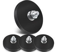 4Pcs Strong Rubber Coated Magnets, 30LBS Bolt on Magnets with M6 Threaded Studs and Nuts, Neodymium Magnet Mount Base with Rubber Coating Non-Slip, Anti-Scratch for Light Bar and Add Mirrors