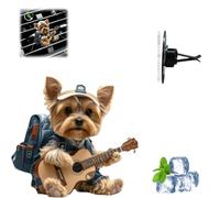 4Pcs Strumming Yorkshire Terrier Car Vent Clip, Cute Cartoon Dog Car Air Freshener Clip, 2D Dog Acrylic Fragrance Diffuser, for Cars AC Vents, Long-Lasting Scent (10 pcs)