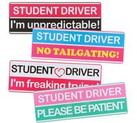 4pcs Student Driver Sticker for Car，Ymapinc New Driver Sticker Non-Magnetic Removable Vinyl Decal “I'm Unpredictable,NO Tailgating,Please BE Patient,I'm Freaking Trying”