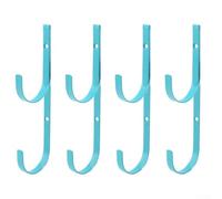 4pcs Sturdy Metal Pool Pole Hanger Hooks for Skimmer For Leaf Rake Net Brush Suitable for Organizing Outdoor Equipment (blue)