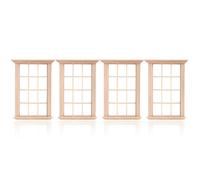 4Pcs Sturdy Wood Miniature Window Portable For Dollhouses 1 12 Scale Child Models For Fashion Enthusiasts Daily Use Miniature Room Decoration