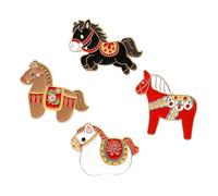 4Pcs Stylish Horse Pin Set Contemporary Badger Casual Outfits 2026 Craftsmanship Artistic Statement Pin