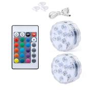 4PCS Submersible LED Light with Remote Control, Charging Waterproof Tea Flameless Lamp,RGB Colour Changing Aquarium Puck Bath Pond Party Decor(2pack)