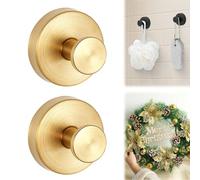 4pcs Suction Cup Hooks,Shower Stainless Hooks,Heavy Duty Suction Towel Hook for Hanging,No Drill,for Bathroom Window Wreaths On Glass Kitchen Christmas Halloween Gifts (Gold,1)
