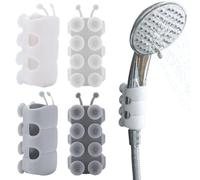 4Pcs Suction Cup Shower Head Holder, Caterpillar-Shaped TPE Shower Head Holder, Waterproof Punch-Free Wand, Washable Reusable Showerhead, 2 White and 2 Grey