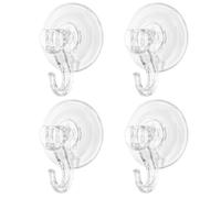 4Pcs Suction Hooks,Sucker Hooks,Small Clear Vacuum Suctions Cup Hook Reusable Plastic Round Wreath Hanger Suckers for Front Door Garland for Bathroom,Window,Glass Hanging Clothes&Towel(3kg Heavy Duty)