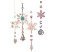 4Pcs Suncatcher Crystal Wind Chimes Star Sun Moon Rainbow Pendant Crystal Ornament Crystal Balls for Window Home Garden Christmas Day Party Wedding Decoration