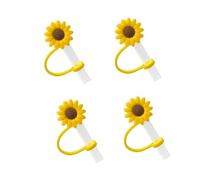 4Pcs Sunflower Straw Plug Reusable Splash Proof Plugs Kitchen Tool Drinking Straw Dispensers Straws Tips Cover Silicone Cup Accessory Drinking Dust Cap for Kitchen Accessories