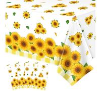 4Pcs Sunflower Theme Tablecloth Sunflower Birthday Party Table Cloth Rustic Vintage Rectangle Table Covers Countryside for Floral Theme Party Baby Shower Supplies Indoor Outdoor Decorations 86X51IN