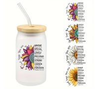 4pcs Sunflowers Letter Flower Rose UV DTF Cup Wraps Transfer Waterproof Sticker for Glass Cups Furniture Craft DIY Crafts，Rub on Transfer Stickers for DIY Water Bottle Laptop Decal Wood Car