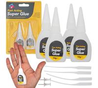 4Pcs Super Glue Bottles 10g, All Purpose Clear Instant Adhesive with Anti-Clog Cap & Nozzle | Strong Bond for Wood, Plastic, Metal, Glass, Ceramic, Leather, DIY Repairs