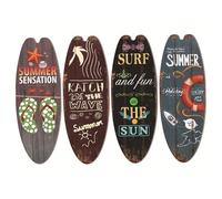 4PCS Surfboard Wall Decor, 18x6 Inch Wooden Beach Themed Surf Board Decor for Wall, Room, Hawaiian Party, Summer