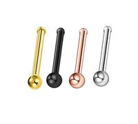 4Pcs Surgial Steel Titanium Anodized L Shape Nose Stud Straight Piercing Nose Bone Rings Body Jewelry 20g Clever fashion