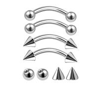 4Pcs Surgical Steel 14g Curved Barbell Jewelry Piercing Jewelry Eyebrow Rook Cartilage Tragus 4mm Ball Cone More Choices, Stainless Steel, no gemstone