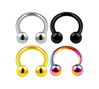 4PCS Surgical Steel Circular Barbell Horseshoe 14 Gauge 5/16 8mm 4mm Ball Labret Lobe Earring Eyebrow Piercing Jewellery 2977