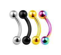 4PCS Surgical Steel Curved Barbell 14 Gauge 5/16 8mm 4mm Ball Tragus Spider Bite Lobe Earring Eyebrow Piercing Jewellery 2971