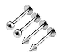 4pcs Surgical Steel Lip Rings 14 Gauge 3mm Spider Ball Vertical Lip Piercing Jewelry Choose Sizes, Metal, Steel, NA