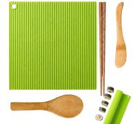 4PCS Sushi Mat and Sushi Maker Set, Non-Stick Sushi Rolling Mat with Paddle, Sushi Making Kit for Homemade Rolls, Spring Rolls