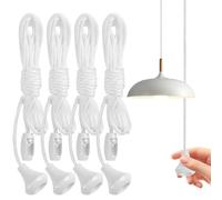 4PCS Switch Pull Cord, White Bathroom Light Pull Cord for Ceiling Switches, Shower and Bedroom (1.5m)