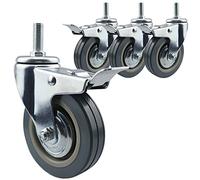 4PCS Swivel Caster Wheels 75mm/100mm with M10/M12 Threaded Stem PVC Trolley Furniture Casters with Double Lock Brake for Hand Trucks & Work Tables