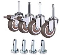 4Pcs Swivel Casters Wheels,Rubber Furniture Casters,Baby Bed Casters Wheels,for Hardwood Floors and Carpet,with Plug-in Stem Size M8x38mm,Maximum Load 81kg,with Mounting Sockets(Swivel+brake,38mm)