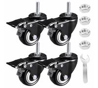 4pcs Swivel Castor,Heavy Duty Castor Wheels For Furniture,PU Swivel Trolley Wheel,Office Chair Castors,Rubber Transport Wheel,Caster Wheels With Threaded,4Brakes-50mm/M8x25mm
