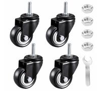 4pcs Swivel Castor,Heavy Duty Castor Wheels For Furniture,PU Swivel Trolley Wheel,Office Chair Castors,Rubber Transport Wheel,Caster Wheels With Threaded,4Nobrakes-40mm/M8x25mm