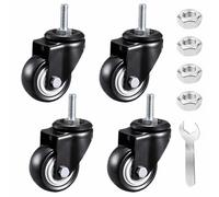 4pcs Swivel Castor,Heavy Duty Castor Wheels For Furniture,PU Swivel Trolley Wheel,Office Chair Castors,Rubber Transport Wheel,Caster Wheels With Threaded,4Nobrakes-50mm/M8x25mm