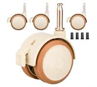 4Pcs Swivel Castors, Rubber Wheels for Children's Furniture, 360° Rotation, Quiet Brakes for Baby Cots, Dining Chairs