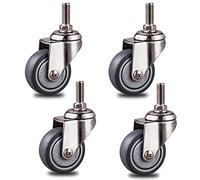 4pcs Swivel Stem Casters Wheels 1.5in TPR Rubber Fur Castors with M10 Threaded Rod 304 Stainless Steel231lb Capaci Ideal for Small Devices (with Brake)