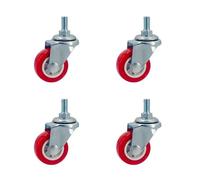4Pcs Swivel Stem Threaded Casters 1-2 Inch Red Caster Wheel Replacement for Home and Office(Black-4 Activity,1.25 inch)