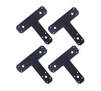 4PCS T Shaped Mending Plate 6.5" x 5.7" Post to Beam Bracket, 4mm Thick Carbon Steel T Brace for 2x4 Lumber Truss Framing Heavy Duty Black Powder Coated Beam to Post Connector for Timber Repair Fixing