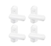 4pcs T Shaped Window Lock Sash Blocker for Upvc Sash Windows | Cast Zinc Alloy, White Powder Coated Finish, Press Buttons and Fixing Screws Included, Home Security