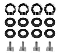 4Pcs T Track Mount Tie Down Anchor, 20mm Long Screws T Slot Bolts M8-1.25 Square Head T Bolts for Roof Rack Stainless Steel Eye Bolt Eye Nut Tie Down Rings for Holding Bungee Cord, Ropes
