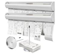 4Pcs Tab Grabbers 2 x 30cm Aluminum Restaurant Order Holder Set 2 x Detachable Receipt Spikes with Safety Caps No-Drill Wall Mounted Ticket Rail & Bill Spike for Kitchen Cafe Pub & Office