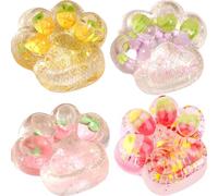 4Pcs Taba Squishy, Cat Paw Squishy Toys, Taba Mochi Squishies Fruits Cat Claw, Animals Stress Toys for Kids & Adults, Squeeze Soft Fidget Toys Fufu Squishy Birthday Party Gifts