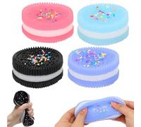 4Pcs Taba Squishy for Oreo Biscuit Stress Relief Toys Oreo Squeeze Toy Cookie Stress Relief Toy Fufu Squishy Food Shape Pinching Simulation Oreo Decompression Toy Gifts for Kids and Adults