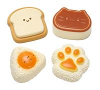4Pcs Taba Squishy, Fufu Squishy Toys for Adults, Squishy Toys Set, with Cat Paw, Toast,Cheese Cake and Rice Roll Designs, Stress Relief Sensory Toys for Relaxation, Focus and Calm