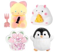 4Pcs Taba Squishy Toys Set, Cute Animal & Cat Paw Fufu Squishies, Soft Sensory Squeeze Fidget Toys for Stress & Anxiety Relief, Birthday for Kids & Adults