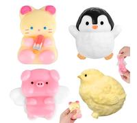 4pcs Taba Squishy Toys, Squishy Fidget Toys, Squeeze Fidget Taba Squishes Kit, Cute Fufu Stress Relief Sensory Play Fidget, Fun Birthday Gift for Anxiety Relief, Easter Party Bag Fillers
